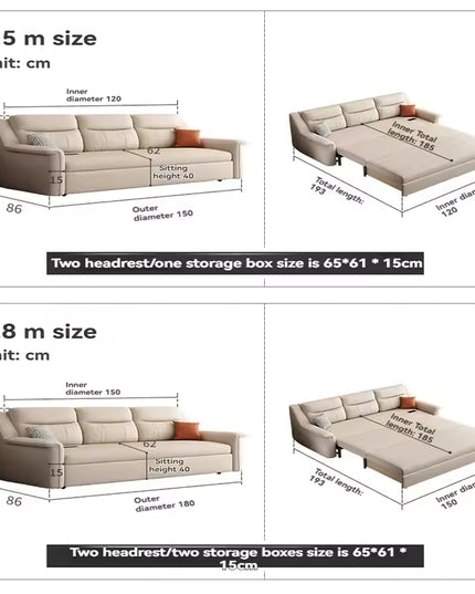 Pull Out Convertible Sofa Bed with Extendable Sleeping Surface for Living Room