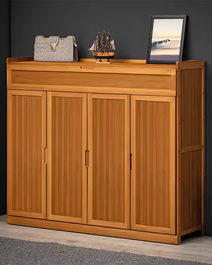 Bamboo Shoe Storage Cabinet with Multi Door Design for Living Room