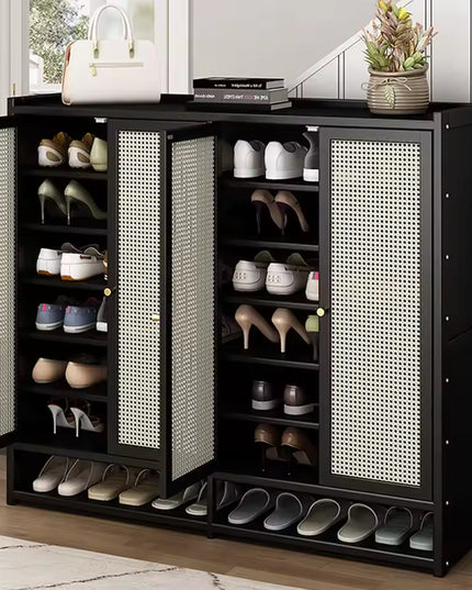 Bamboo Shoe Storage Cabinet with Doors and Multi Shelf Design for Entryway