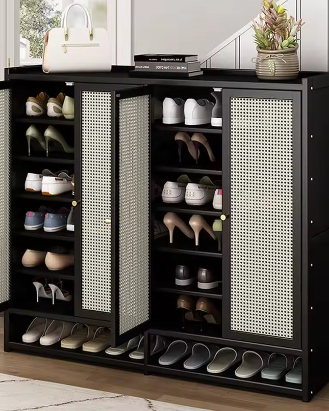 Bamboo Shoe Storage Cabinet with Doors and Multi Shelf Design for Entryway
