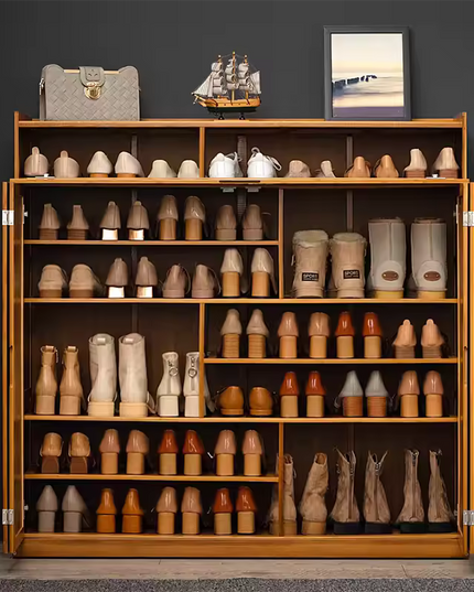 Bamboo Shoe Storage Cabinet with Multi Door Design for Living Room