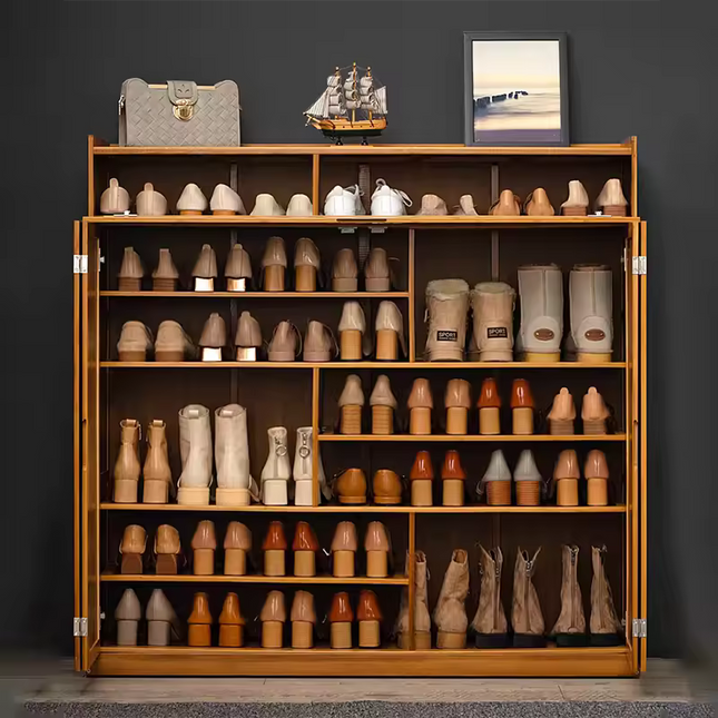 Bamboo Shoe Storage Cabinet with Multi Door Design for Living Room