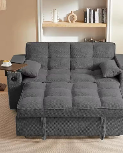 3 in 1 Folding Pull Out Sofa Bed with Swivel Side Table for Living Room