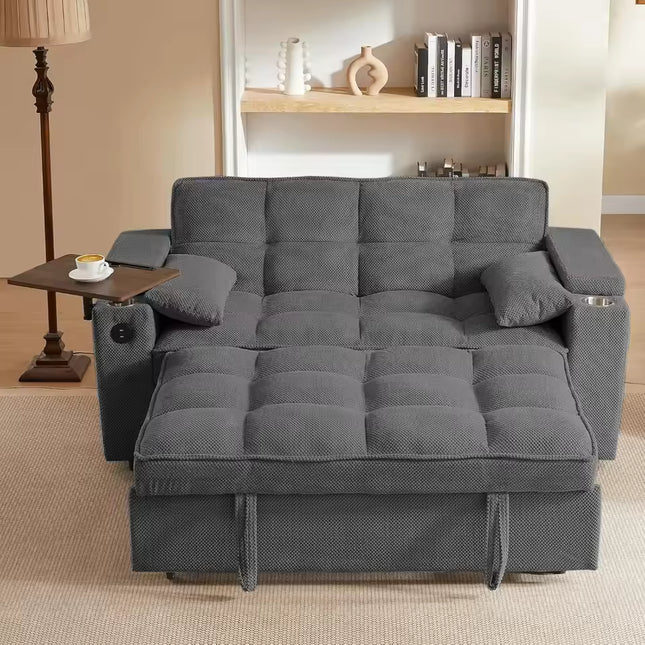 3 in 1 Folding Pull Out Sofa Bed with Swivel Side Table for Living Room