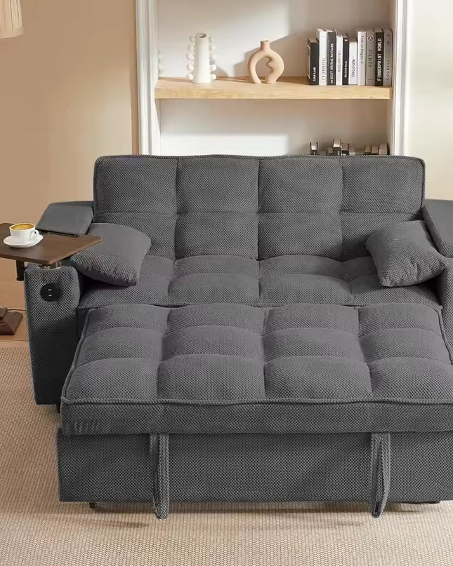 3 in 1 Folding Pull Out Sofa Bed with Swivel Side Table for Living Room