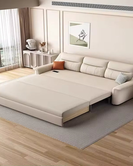 Pull Out Convertible Sofa Bed with Extendable Sleeping Surface for Living Room