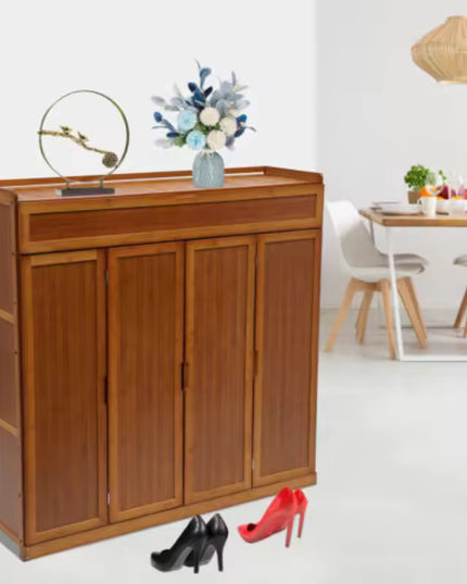 Bamboo Shoe Storage Cabinet with Multi Door Design for Living Room