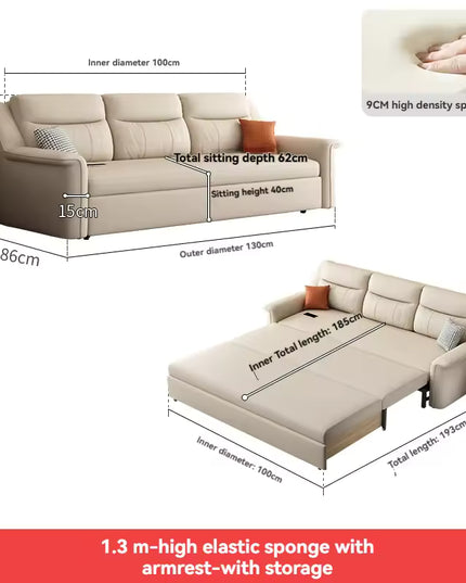 Pull Out Convertible Sofa Bed with Extendable Sleeping Surface for Living Room