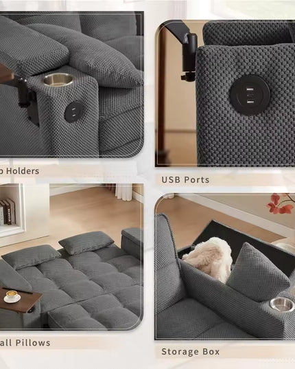 3 in 1 Folding Pull Out Sofa Bed with Swivel Side Table for Living Room