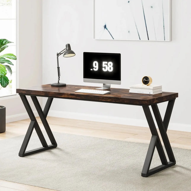 55 Inch Writing Computer Desk with Z-Shaped Metal Legs